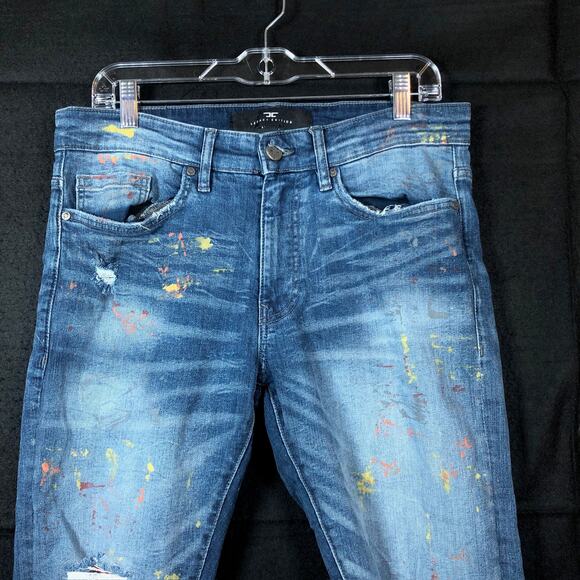 Jordan Craig Mens Jeans Blue Sean Legacy Edition Painted Moto Distressed 32x32 - Picture 2 of 13